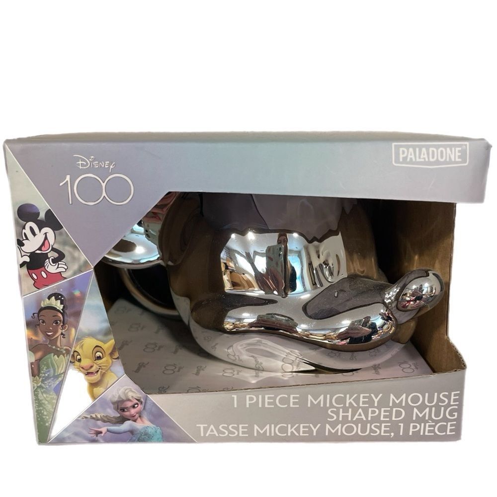 Disney 100 Chrome Mickey Mouse Head Mug NIB
